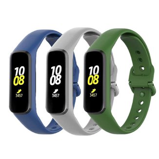 3 Pulseiras Silicone Fit 2 R220 - Azul/Verde Militar/Cinza