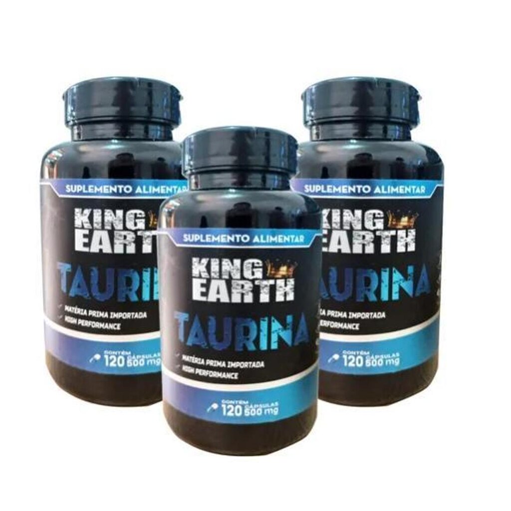 3 Taurina 120 Cápsulas 500mg Matéria Prima Importada