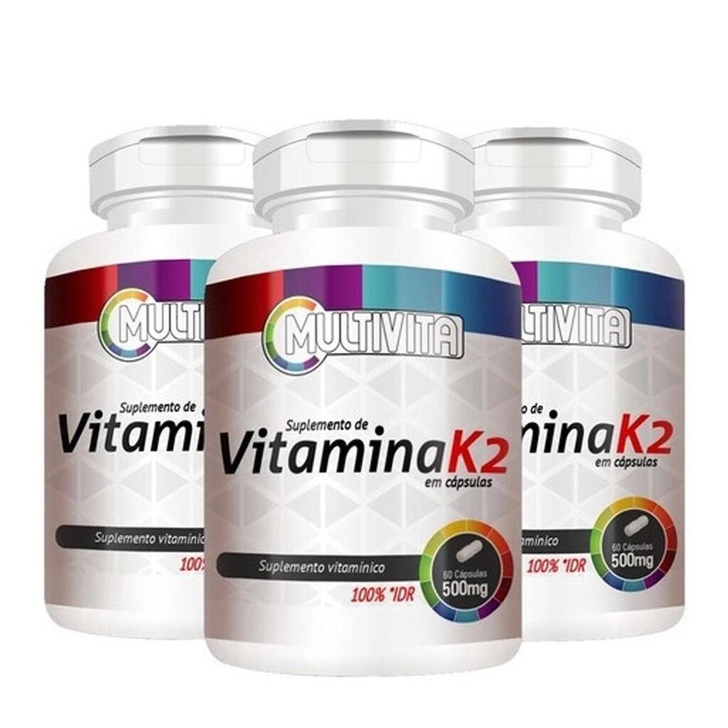 3 Vitamina K2 Menaquinona IDR 100% 60 Cápsulas 1 Cápsula ao dia
