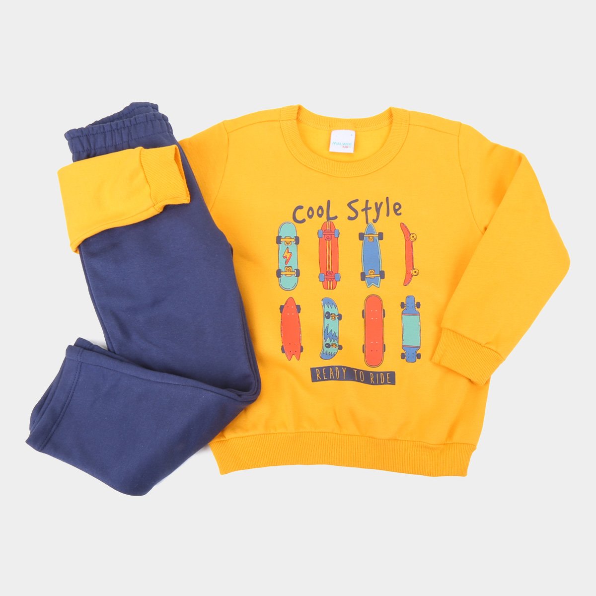 Conjunto Infantil Malwee Moletom Peluciado Estampado Masculino