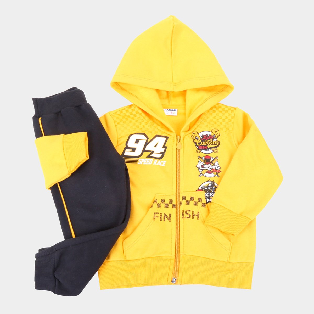 Conjunto Moletom Bebê Fakini Cars Peluciado Com Capuz