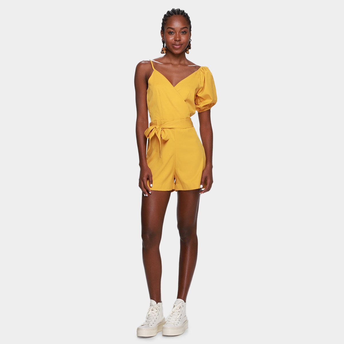 Macaquinho Road Mel Decote V Amarração Feminino - Tam: P - 3