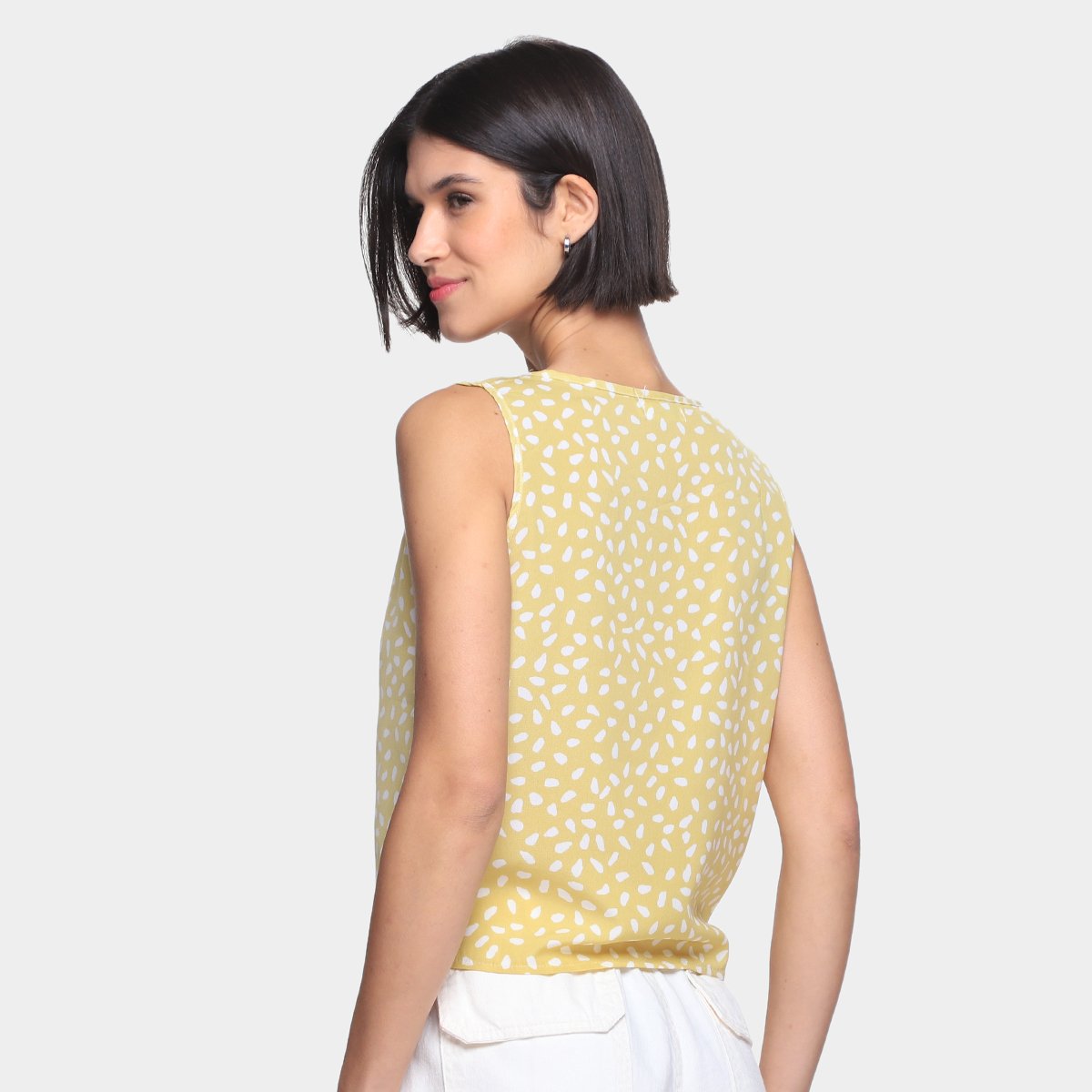 Regata Dom Fashion Recorte e Amarração Estampada Feminina - Tam: P - 1