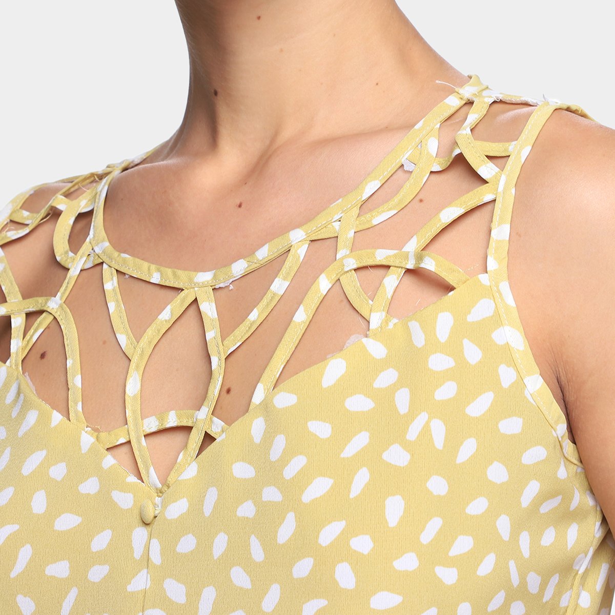 Regata Dom Fashion Recorte e Amarração Estampada Feminina - Tam: P - 2