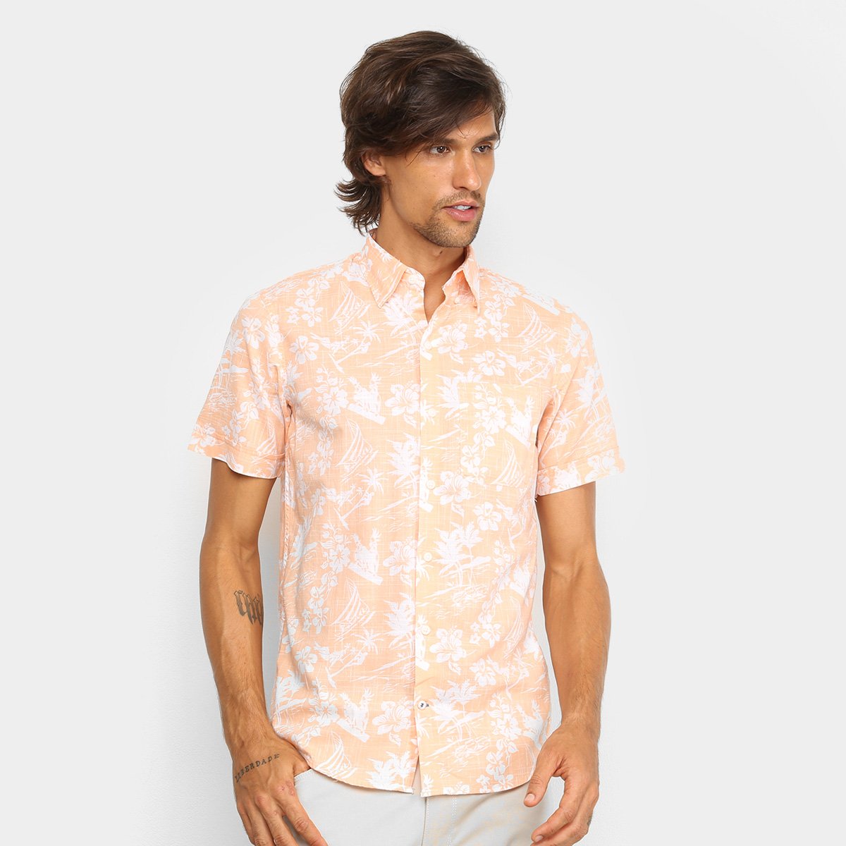 Camisa Manga Curta Izod Floral Masculina