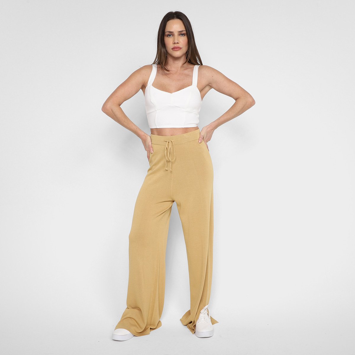 Calça Pantalona Dzarm Fenda Feminina - Tam: P - 1