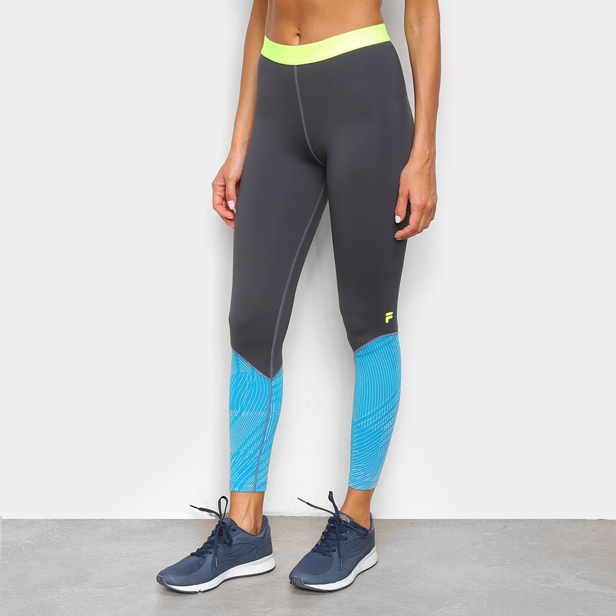 Calça Legging Fila Compressão Fit Stripes Feminina