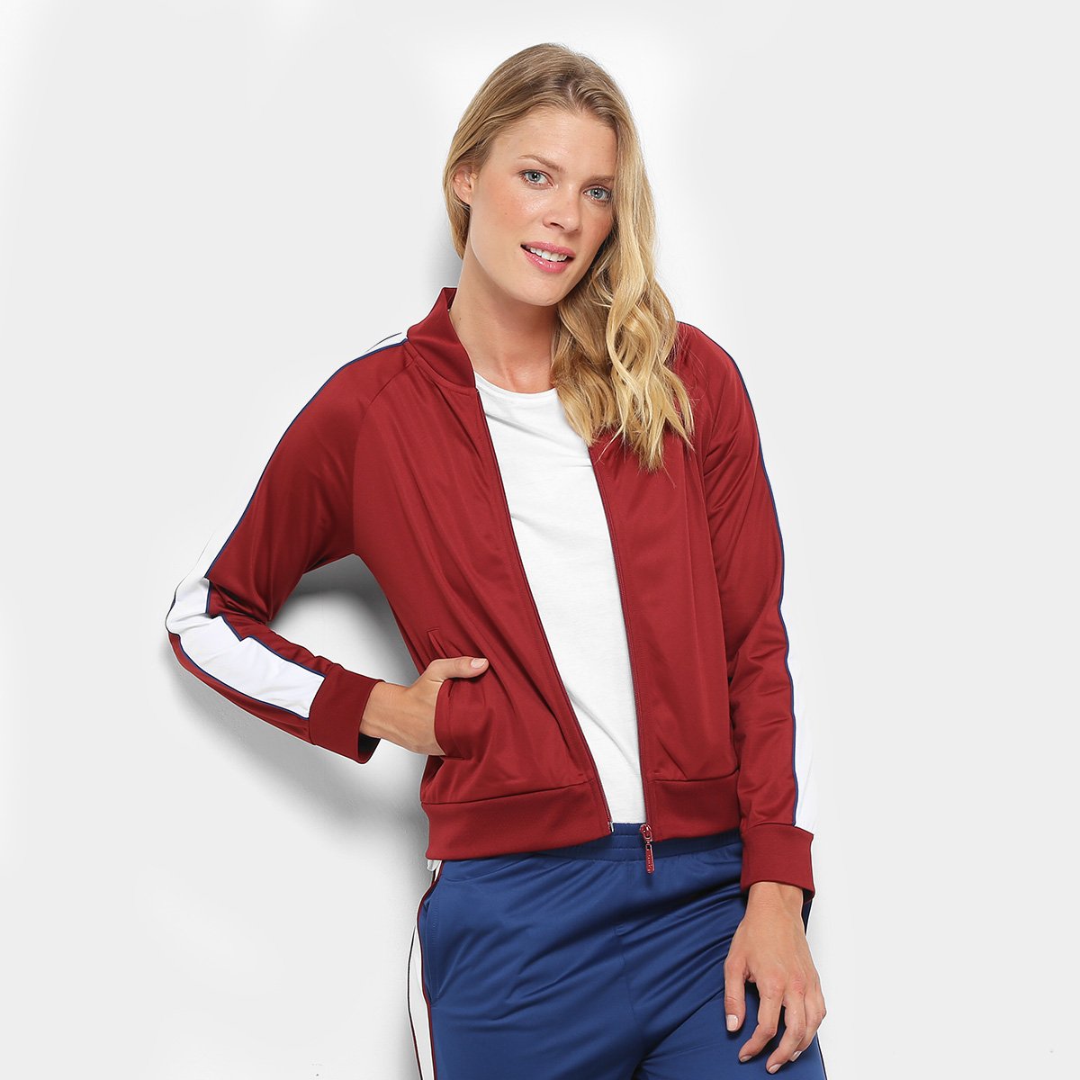 jaqueta burn helanca listras masculina