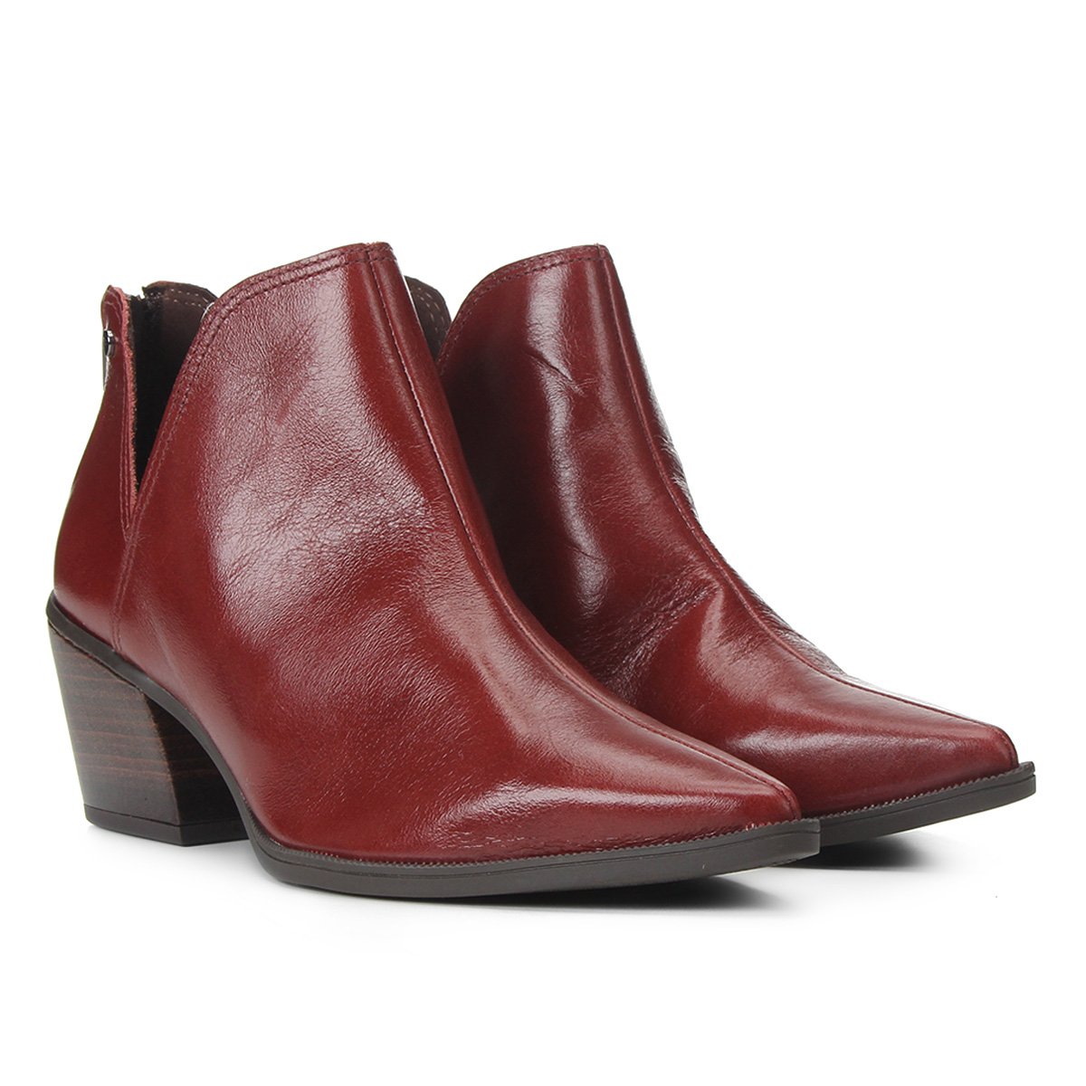 Bota Couro Tanara Recorte Bico Fino Feminina
