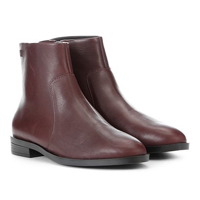 bota cano curto couro santa lolla plissada flat feminina