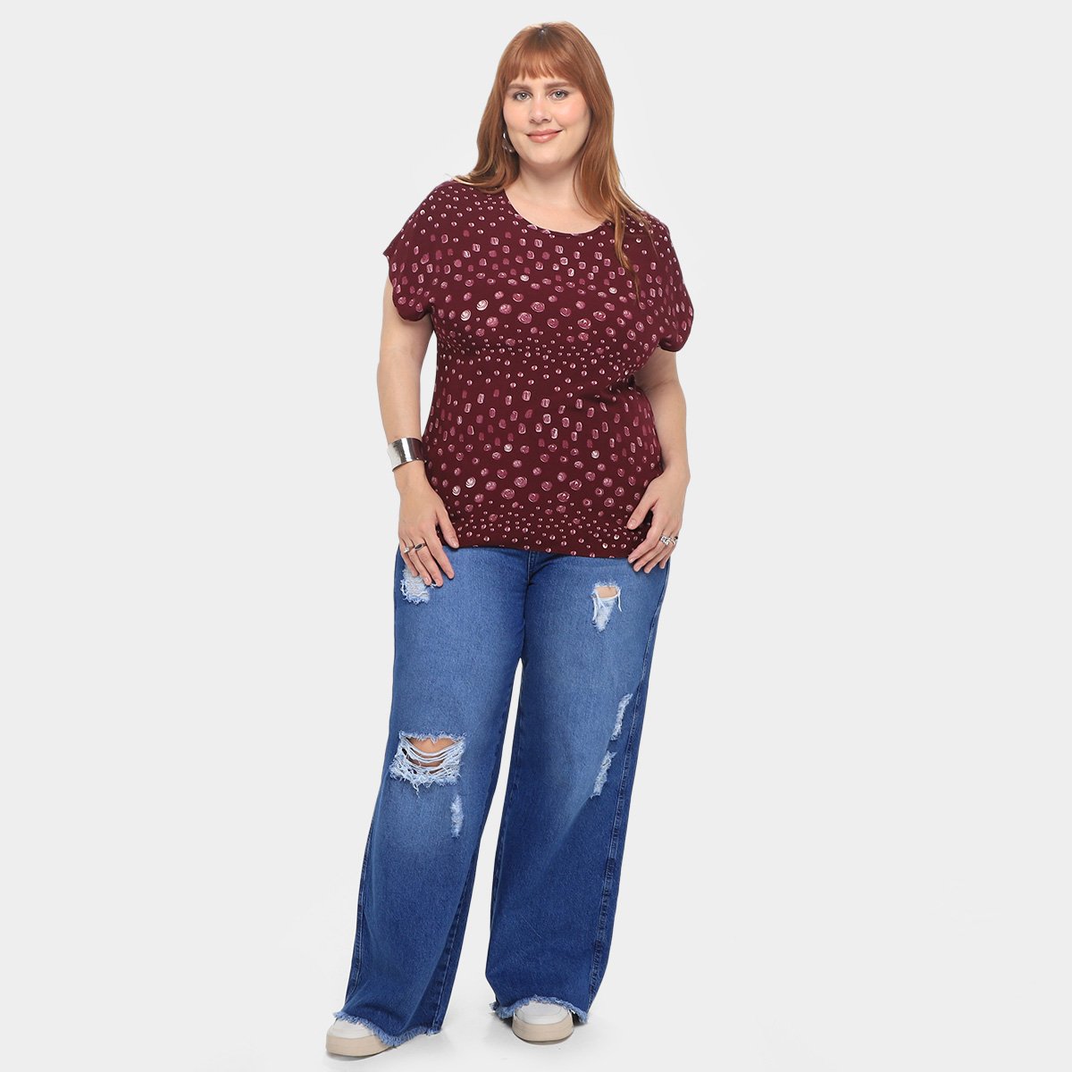 Blusa Plus Size Maelle Estampada Feminina - Tam: P - 3