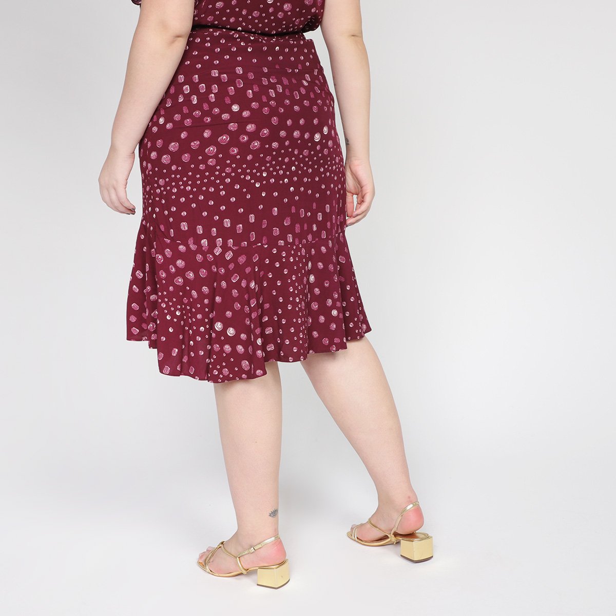 Saia Plus Size Maelle Evasê Poá - Tam: G - 2