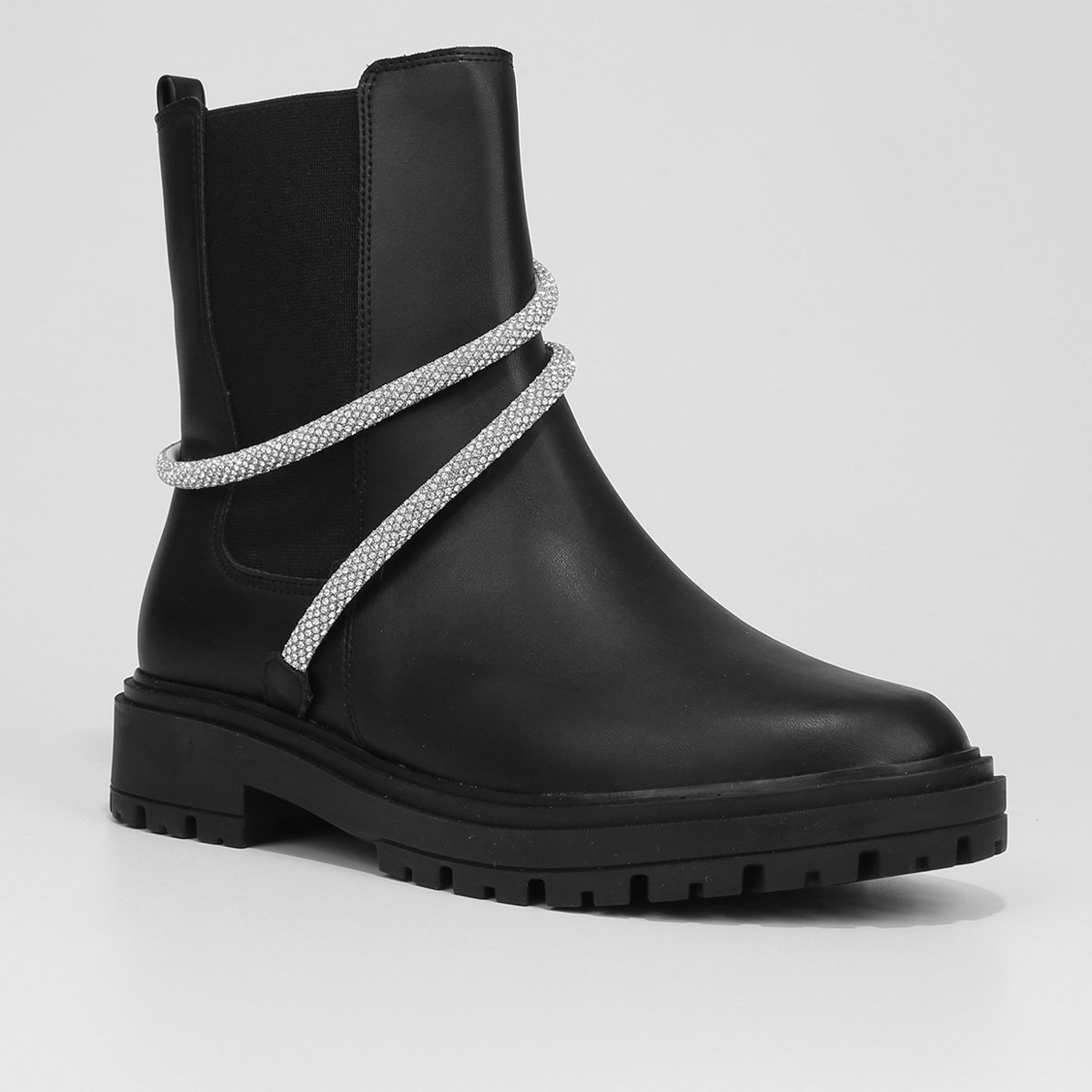 Bota Chelsea Cano Médio Vizzano Detalhe Brilho Tratorada Feminina - Tam: 34 - 2