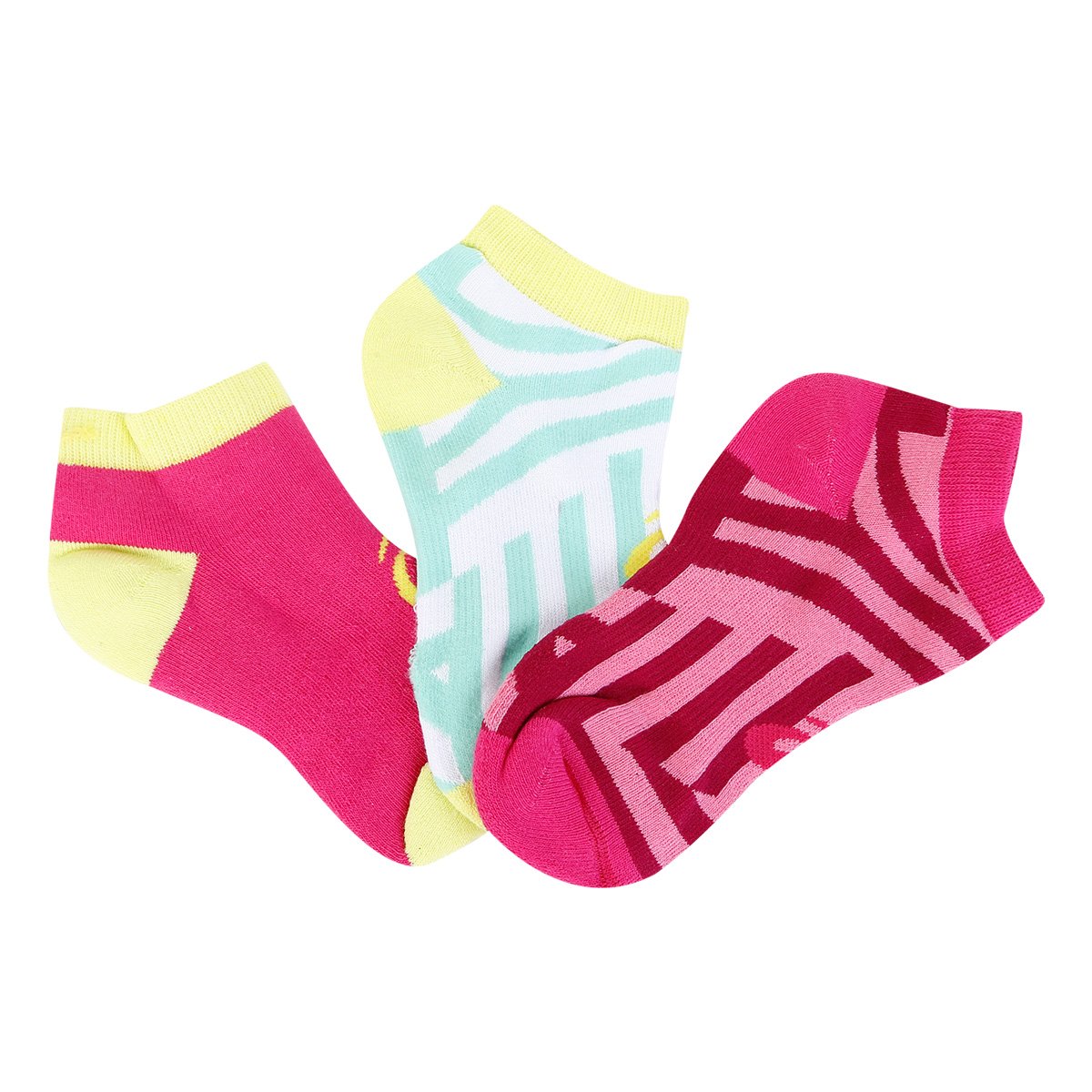 Kit Meia Infantil Asics Cano Curto Invasion No Show 3 Pares