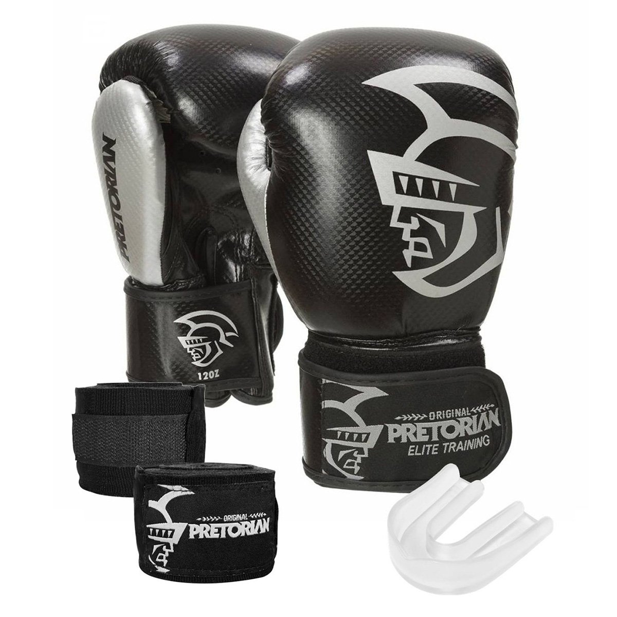 Kit Luva de Boxe/Muay Thai Pretorian Elite 16 Oz + Bandagem Elástica + Protetor Bucal