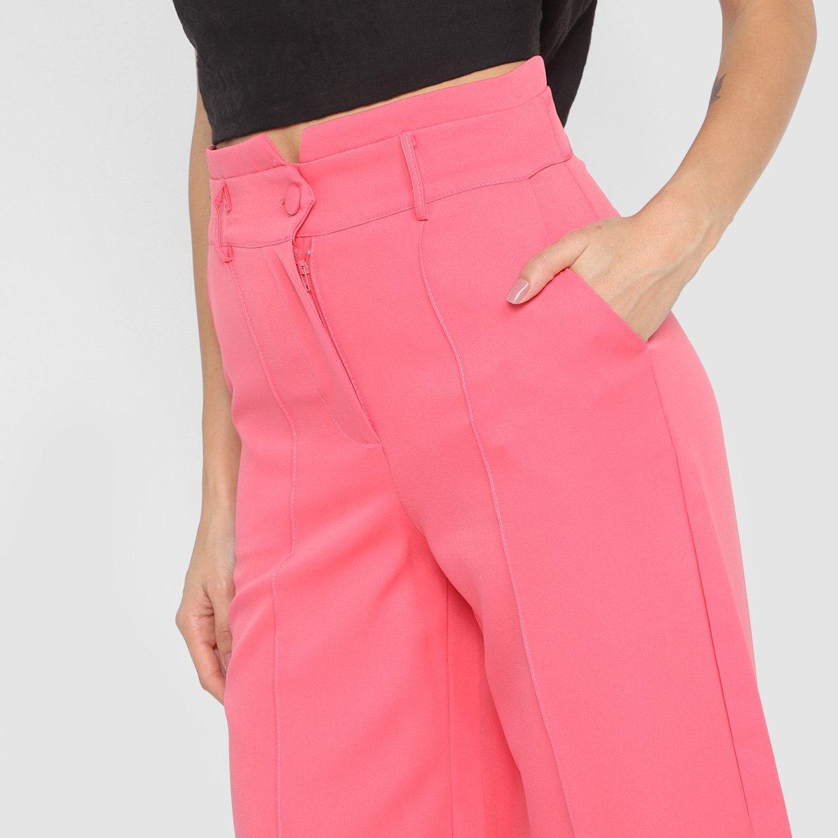 Calça Pantalona Road Mel Cintura Alta Feminina - Tam: P - 2