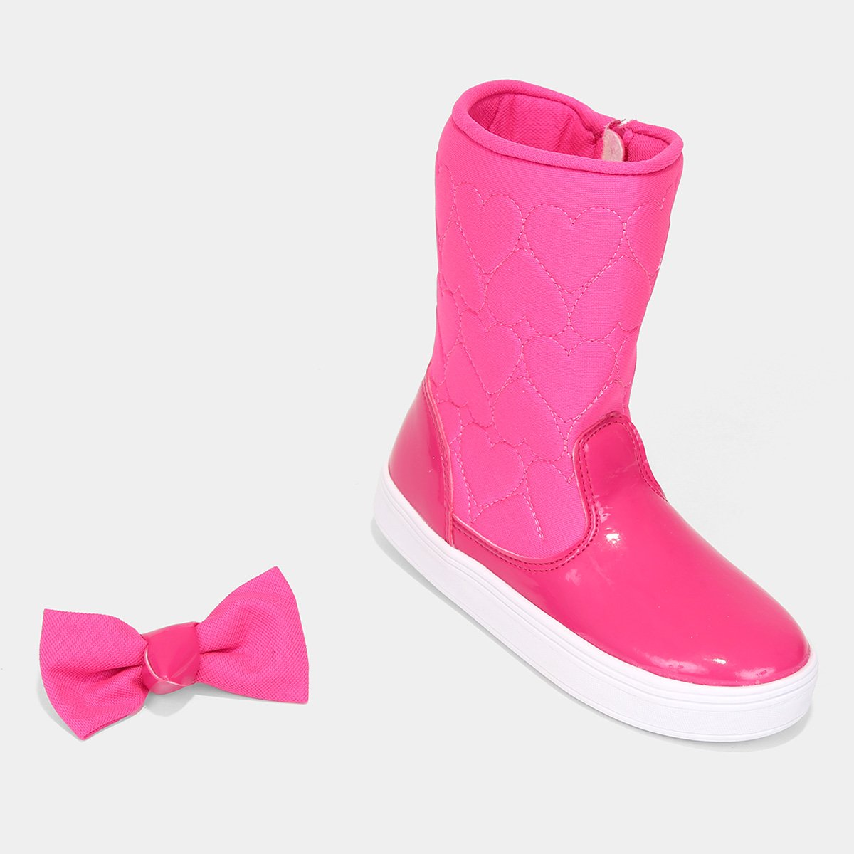 Bota Bebê Tininha Confort Baby Corações com Laço de Cabelo Menina - Tam: 20 - 1