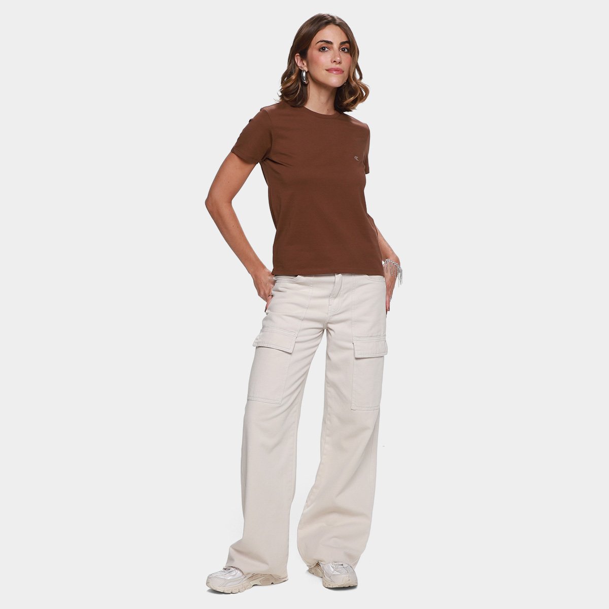 Camiseta Calvin Klein Logo Bordado Feminina - Tam: P - 3