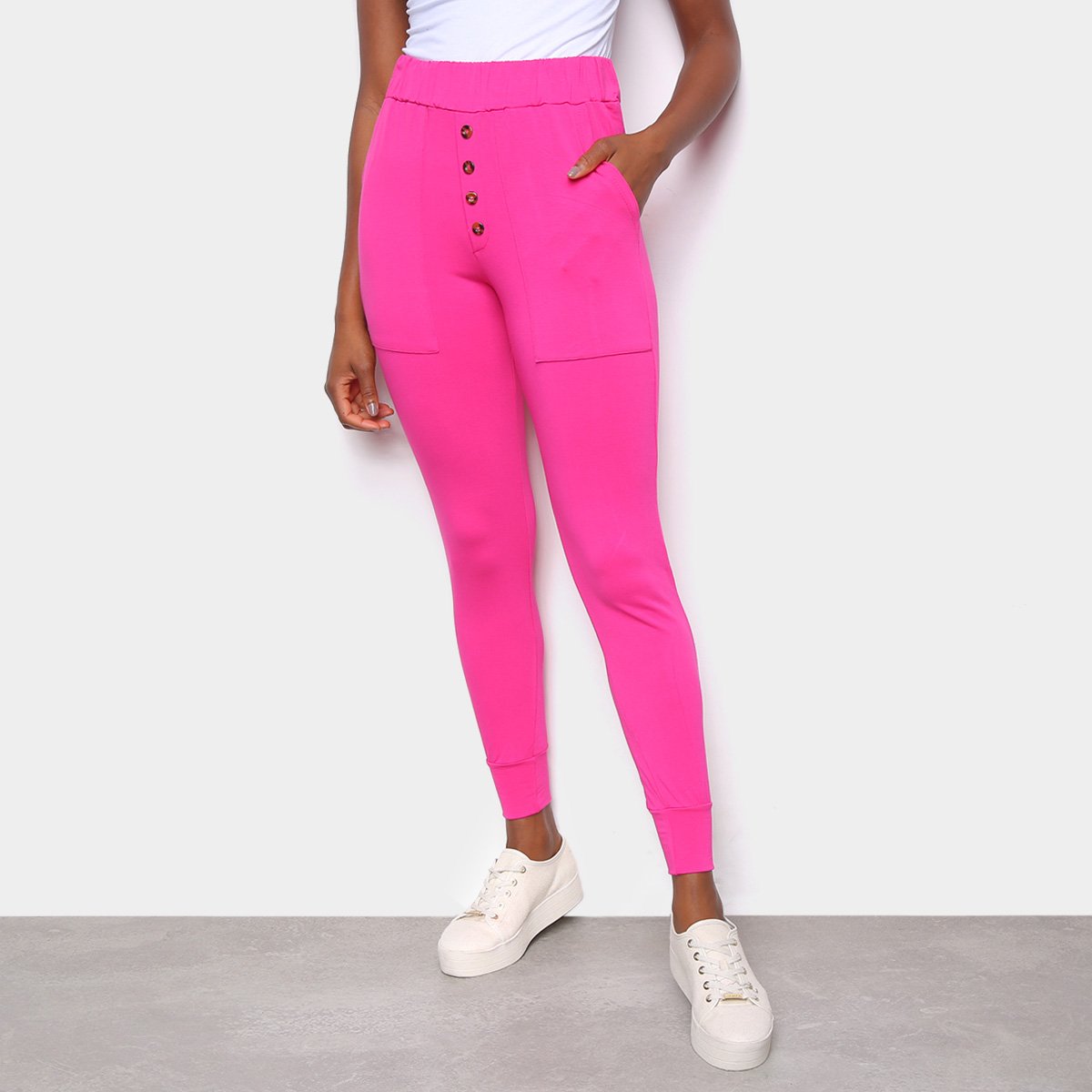 Calça Jogger ESV Básica Malha Com Botão Feminina