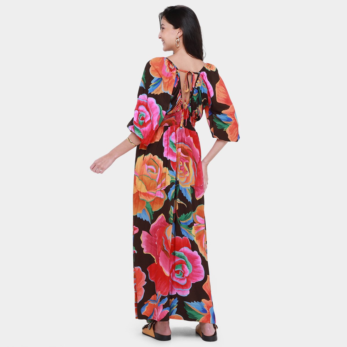 Vestido Longo Farm Rosas Pintadas - Tam: P - 1