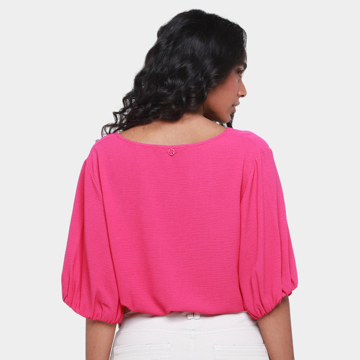 Blusa Morena Rosa Cropped Decote V Com Amarração Manga 7/8 Feminina - Tam: M - 1