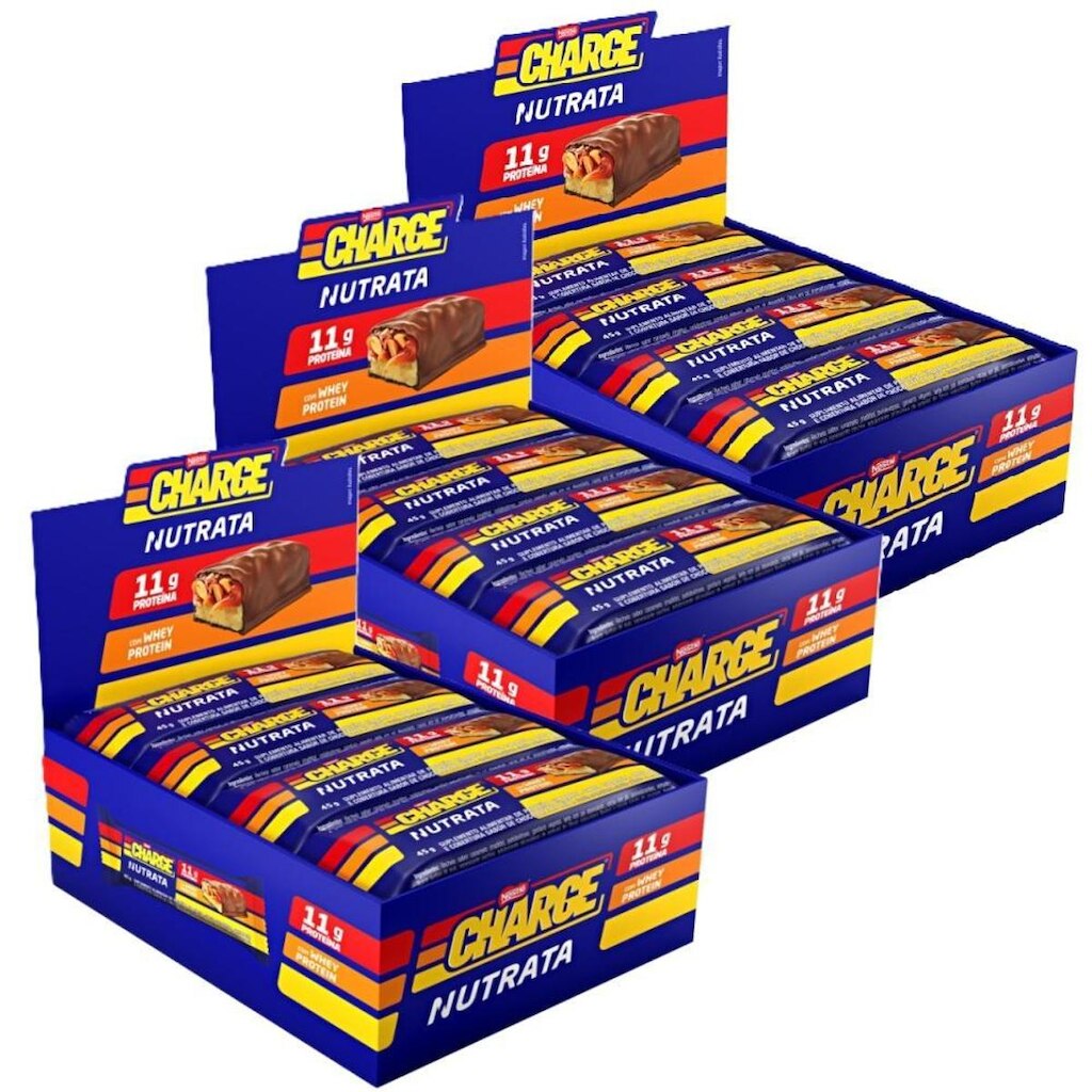 3x Barra de Proteína Charge Protein - Nestlé Nutrata 12 un.