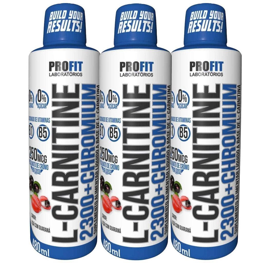 3X L CARNITINE 480ML TERMOGÊNICO LÍQUIDO SABOR AÇAÍ COM GUARANÁ PROFIT