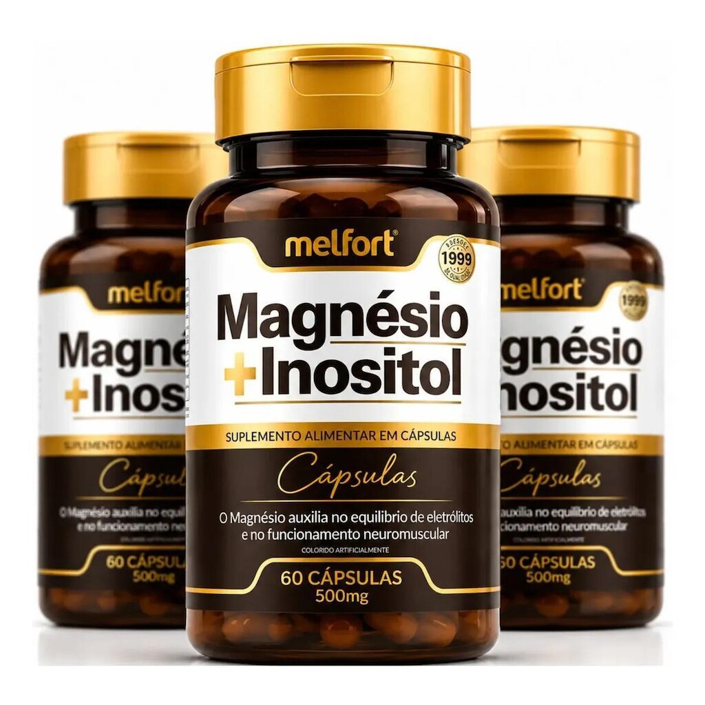 3x Magnésio + Inositol 60 Cápsulas 500mg Melfort