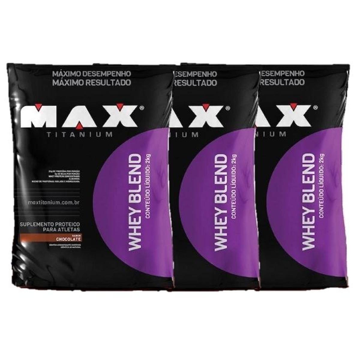 3x Whey Blend 2Kg Refil Max Titanium Chocolate Netshoes