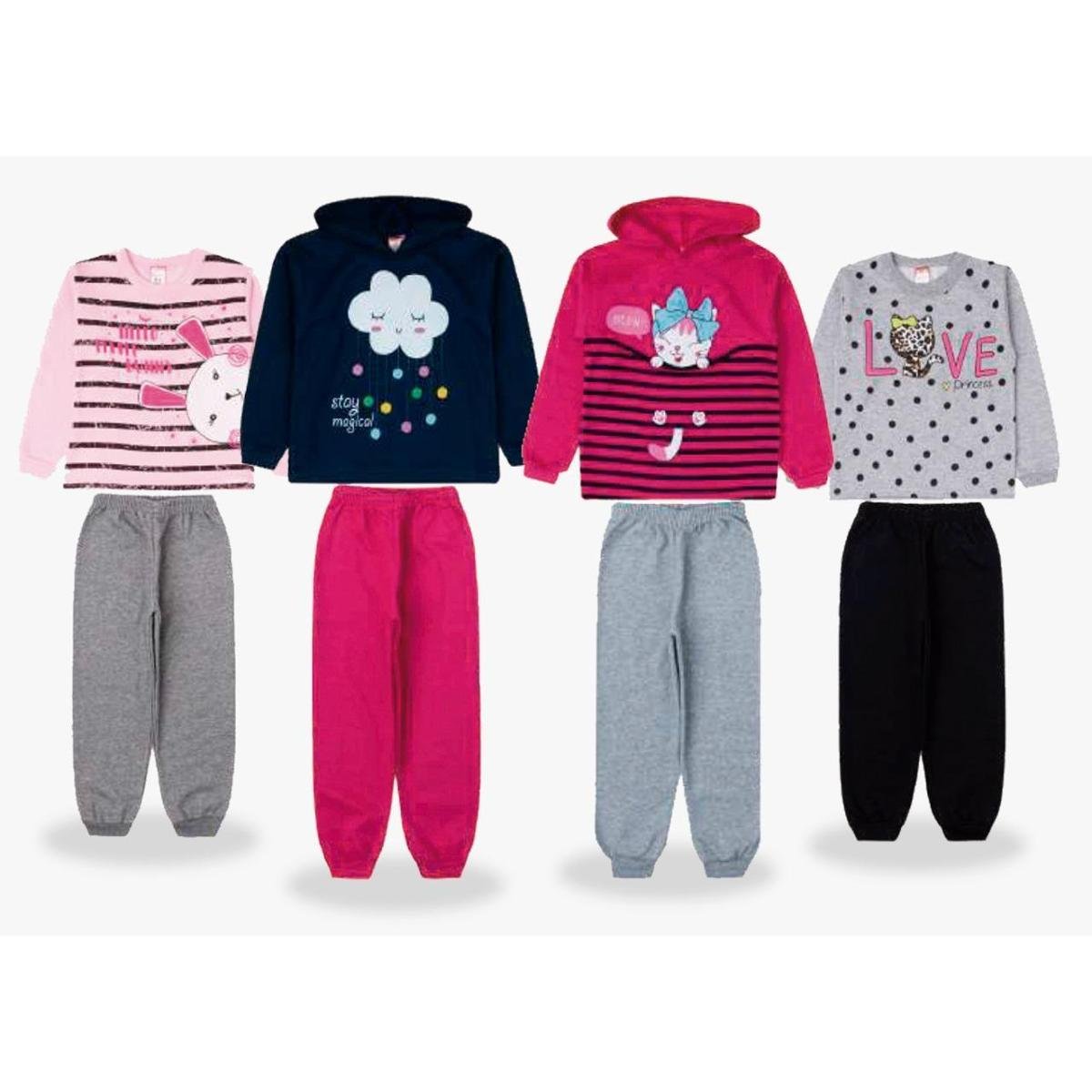 Moletom Roupas Femininas Infantil Inverno Kit Roupa Infantil De