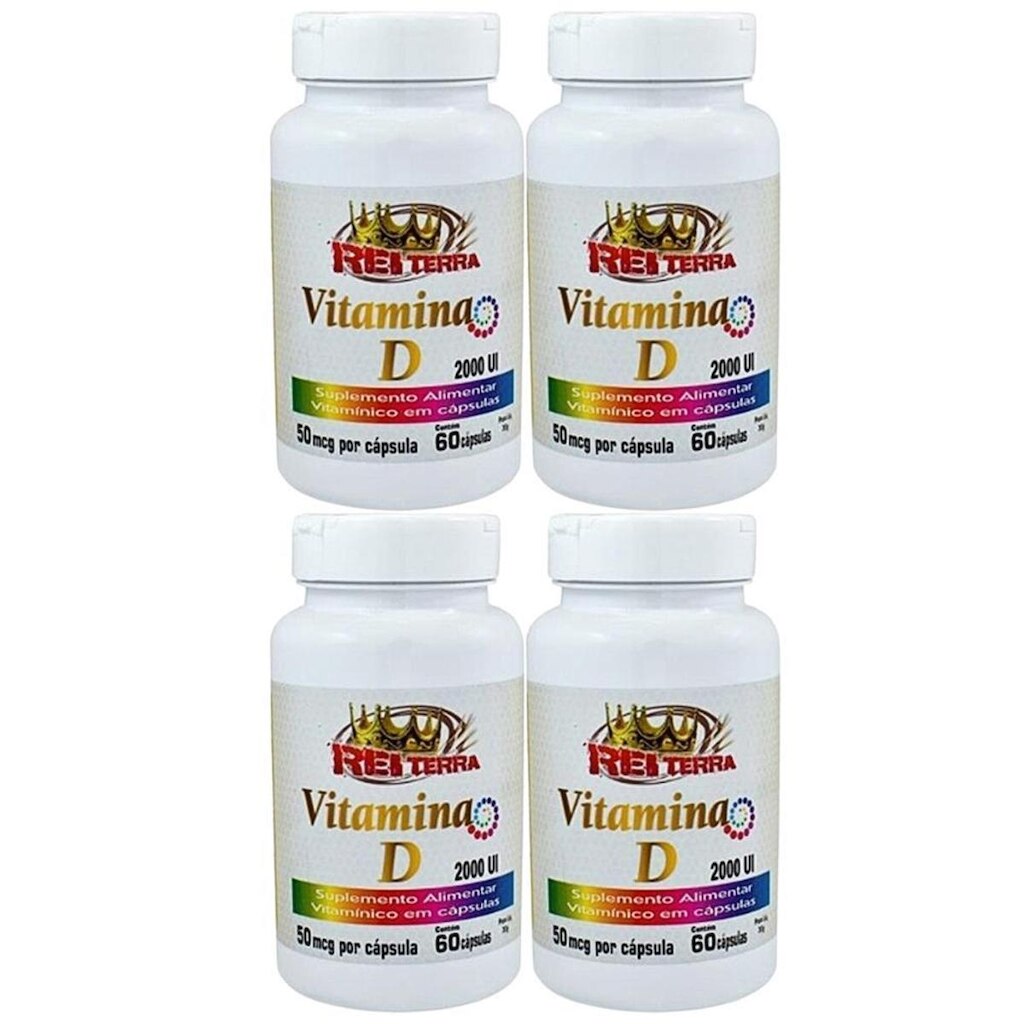 4 Potes de Vitamina D Colecalciferol 60 Cápsulas 500mg