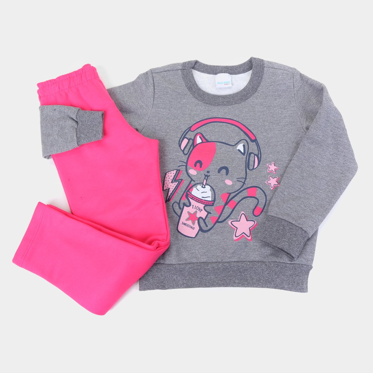 Conjunto Infantil Malwee Moletom Peluciado Estampado Feminino