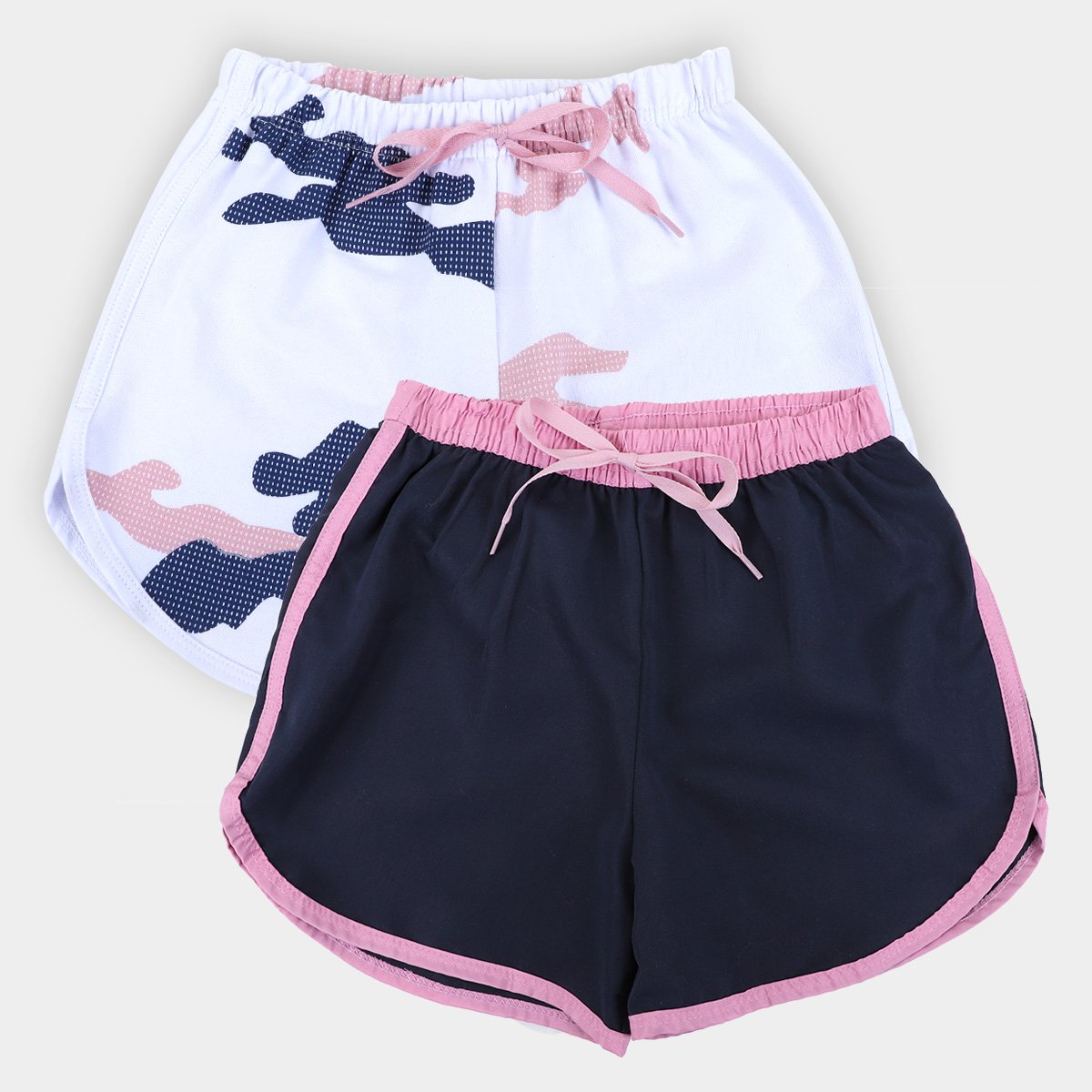 Kit Shorts Infantil Candy Kids Tactel+Moletinho 2 Peças Feminino
