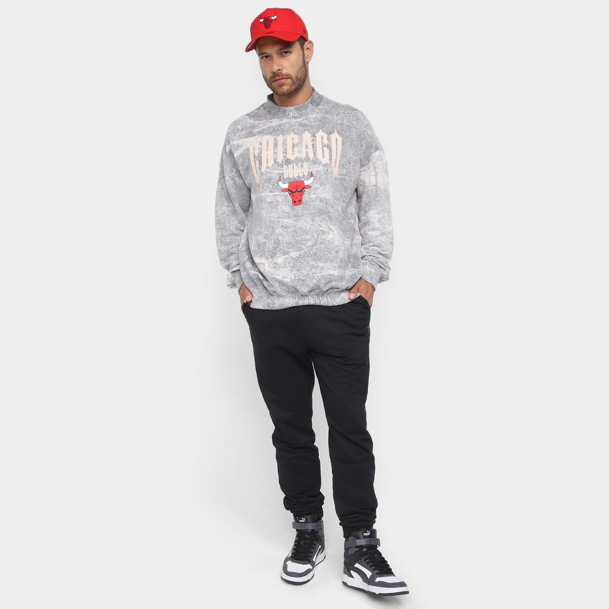 Moletom NBA Chicago Bulls Gothic Team Masculino - Tam: G - 3