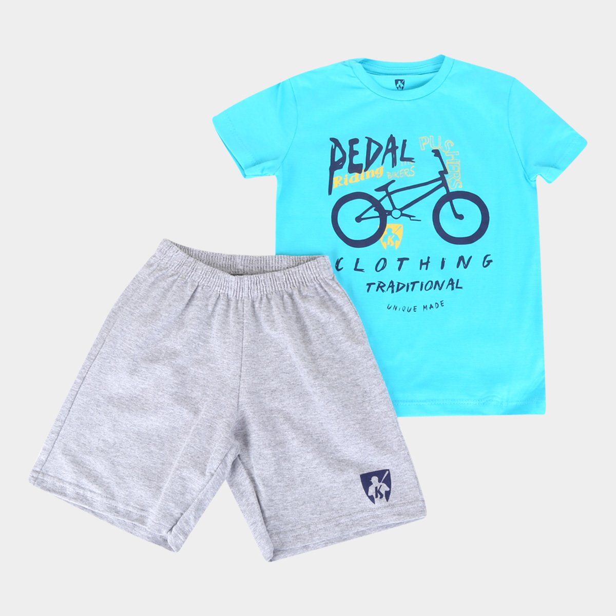 Conjunto Infantil MR. Kitsch Camiseta Pedal + Short Liso Masculino