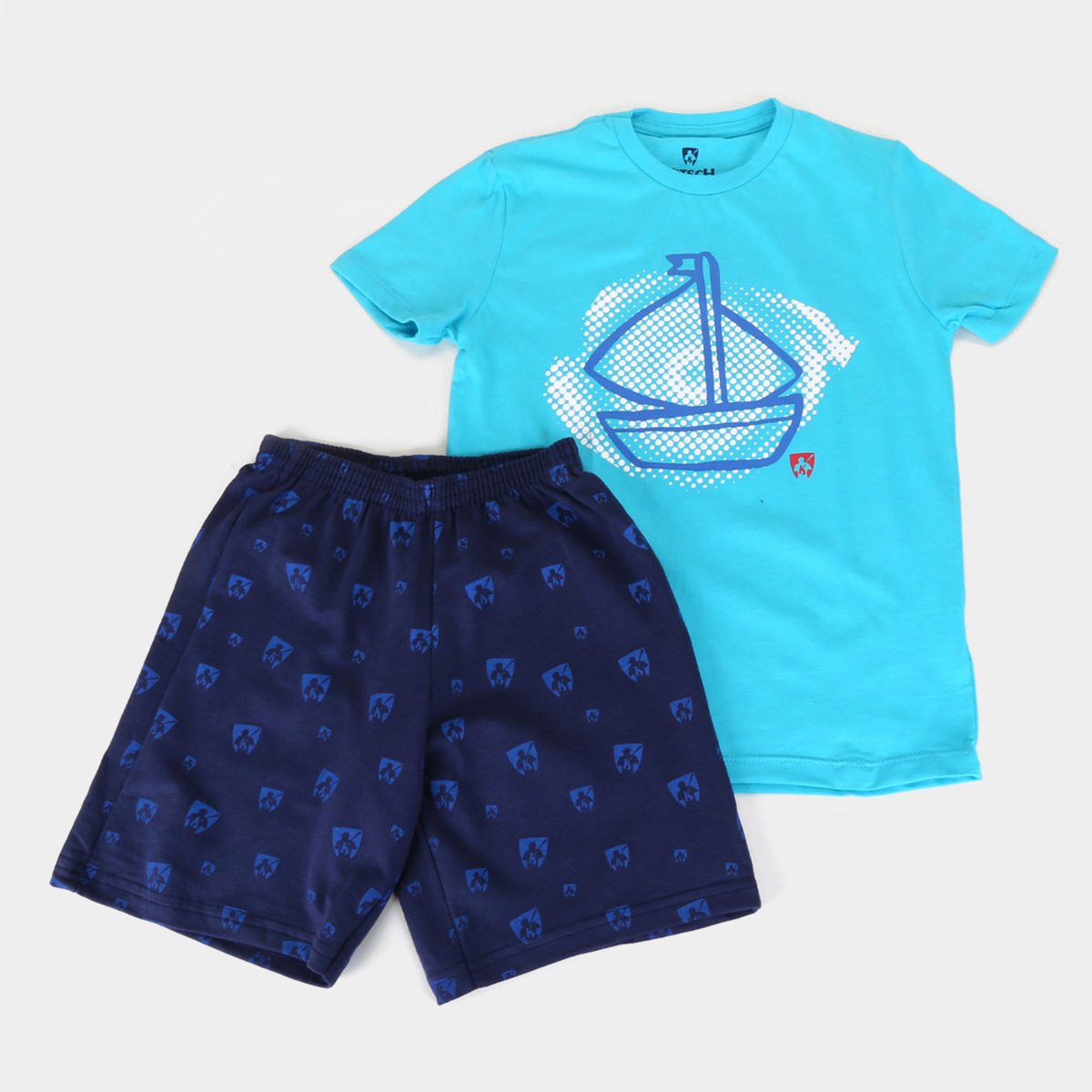 Conjunto Infantil MR. Kitsch Camiseta Barco + Short Full Print Masculino