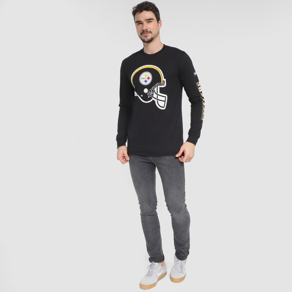 Camiseta Nike NFL Pittsburgh Steelers Fashion Manga Longa Masculina - Tam: P - 3