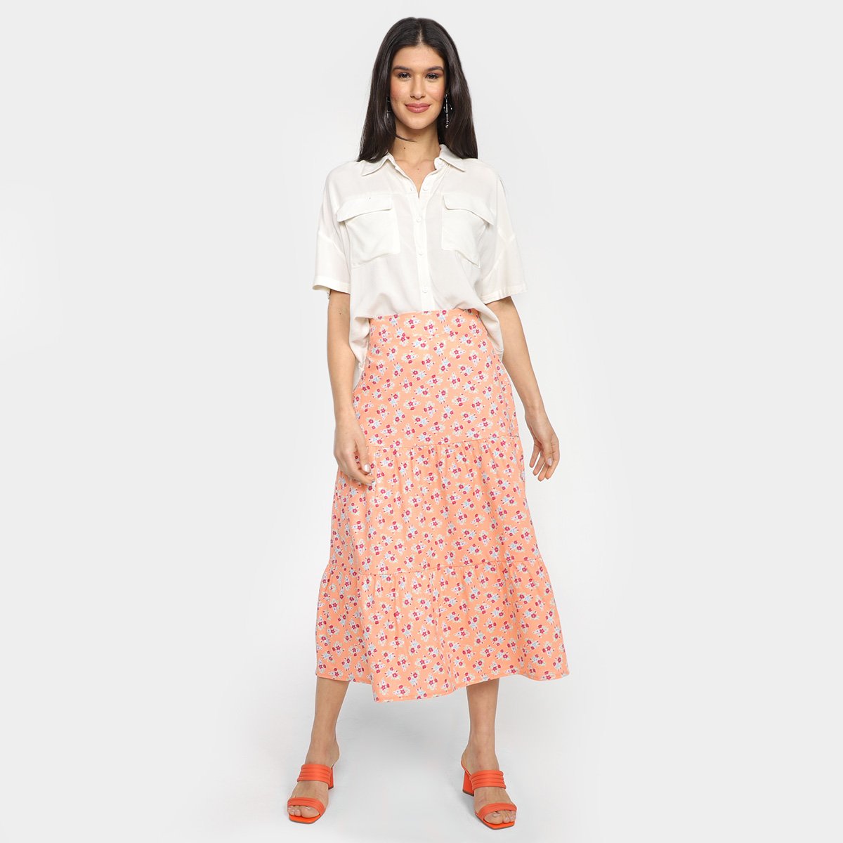 Saia Midi Danyblu Floral - Tam: G4 - 1