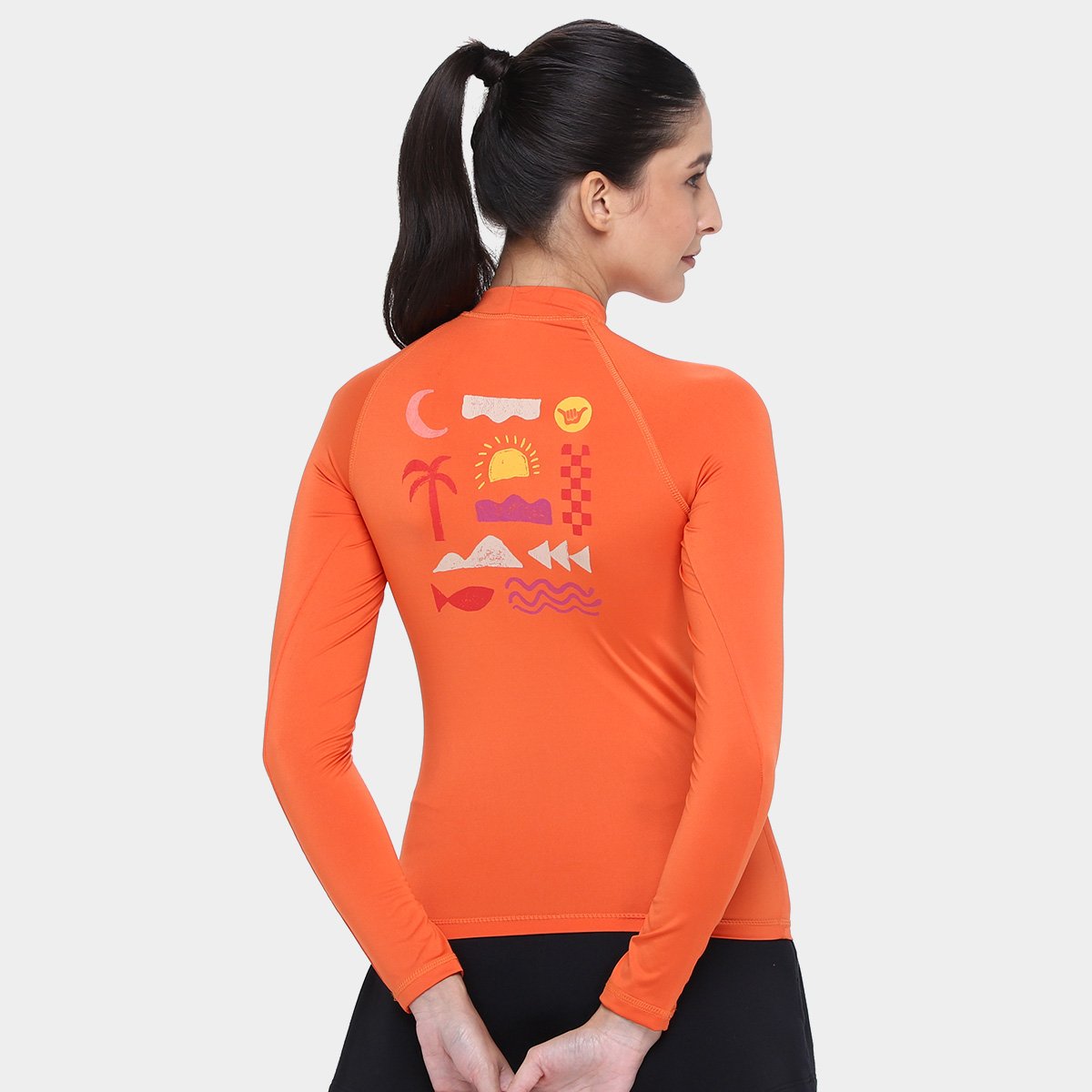 Camiseta Hang Loose UV Lisa Manga Longa Feminina - Tam: P - 1