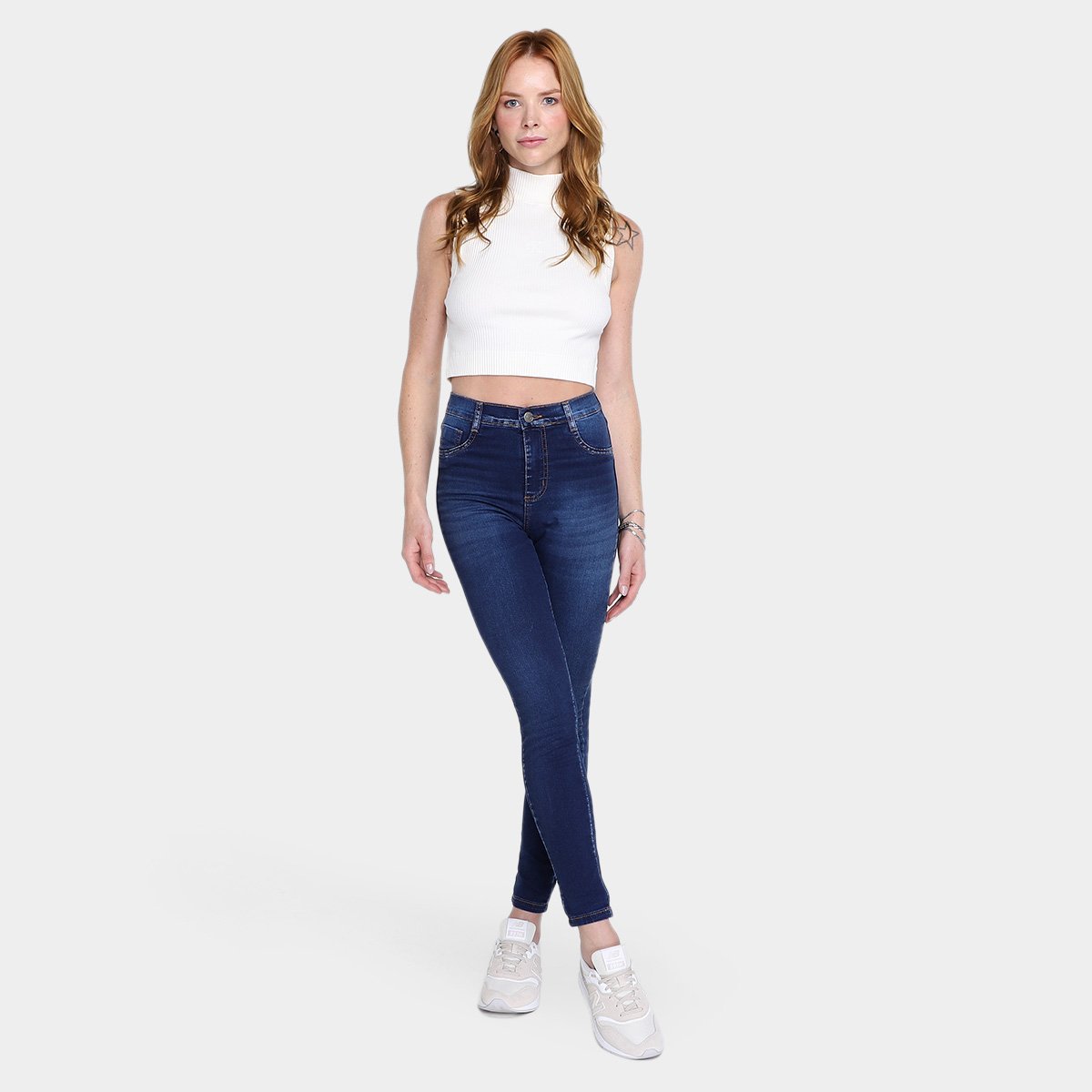 Calça Jeans Skinny Sawary Cintura Alta Feminina - Tam: 46 - 3