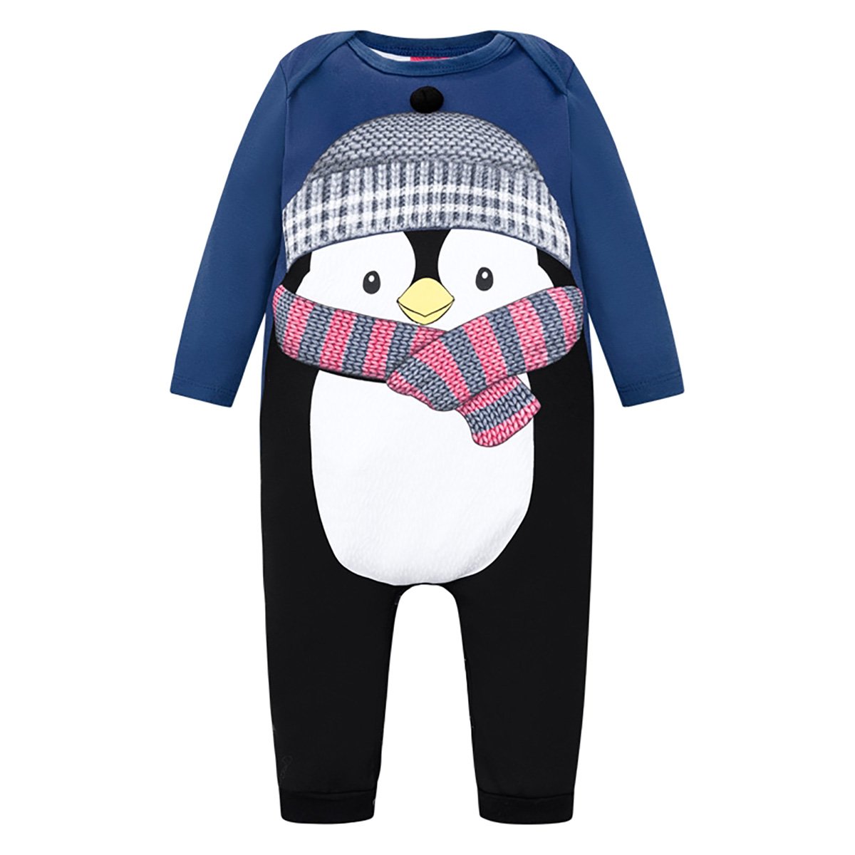 Macacão Longo Bebê Kyly Pinguim Cotton
