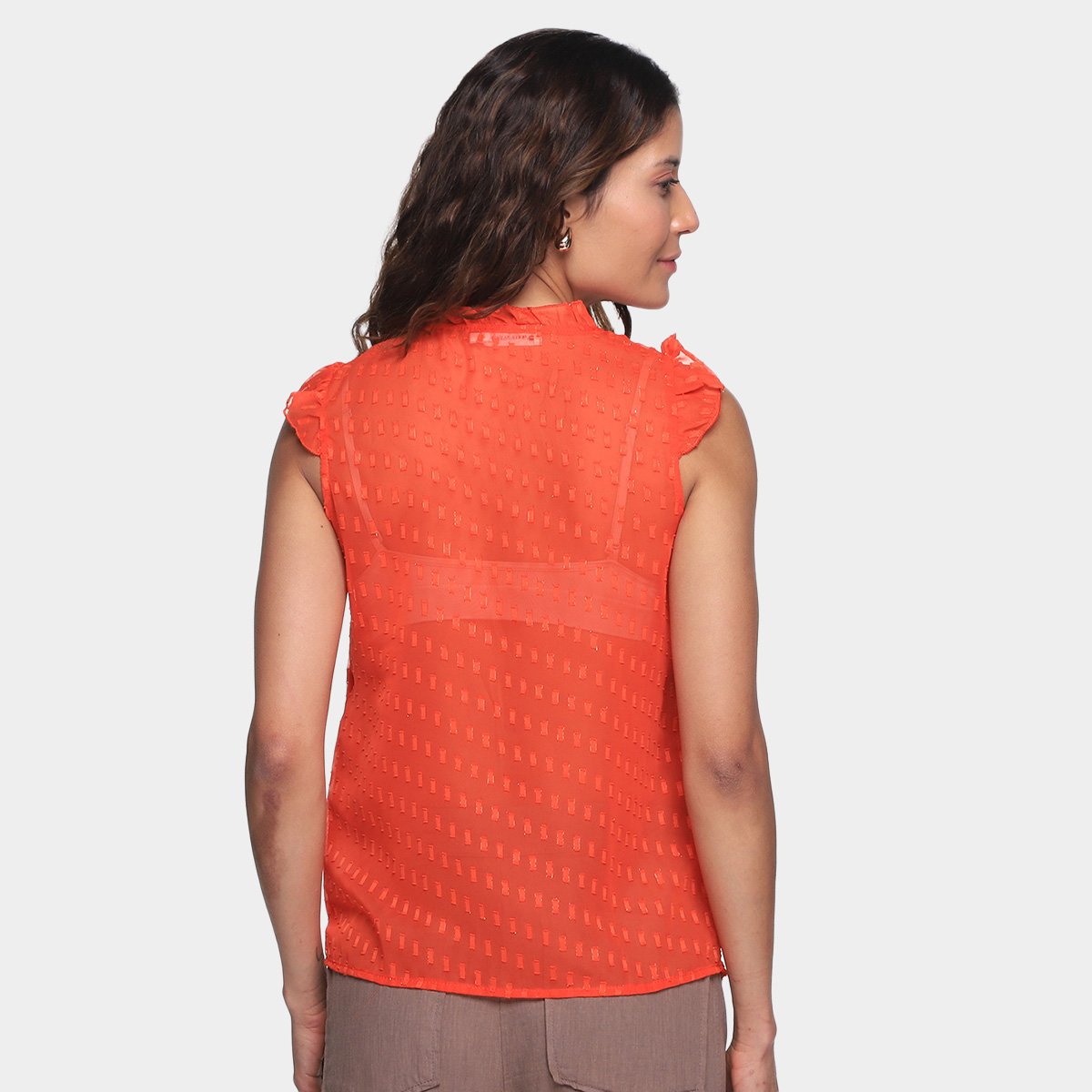 Regata Dom Fashion Decote V Costas Transparente Feminina - Tam: P - 1