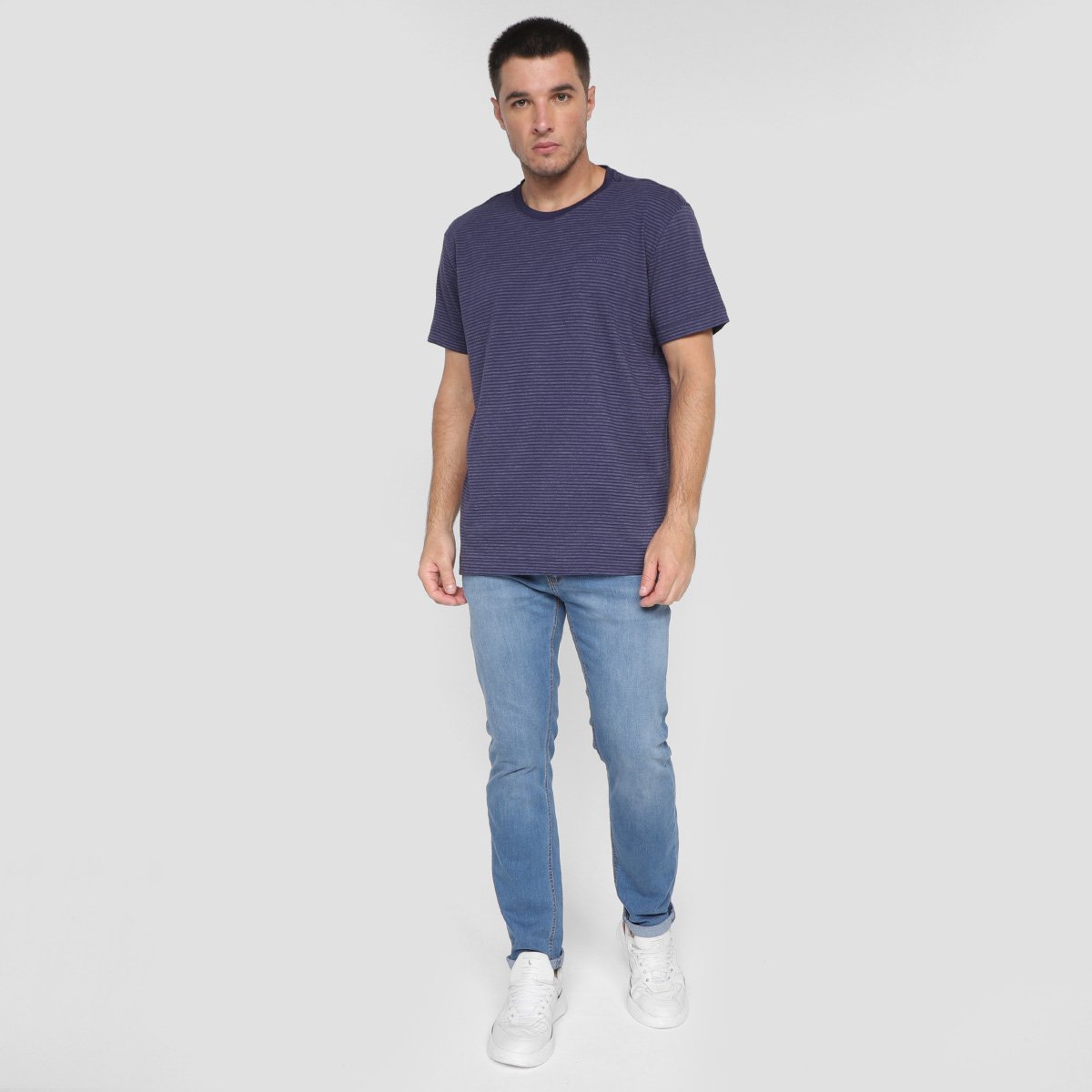 Camiseta Listrada Colcci Manga Curta Masculina - Tam: GG - 4