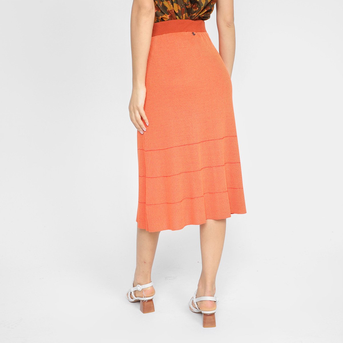 Saia Animale Jeans Tricô Evasê Cintura Alta - Tam: M - 2