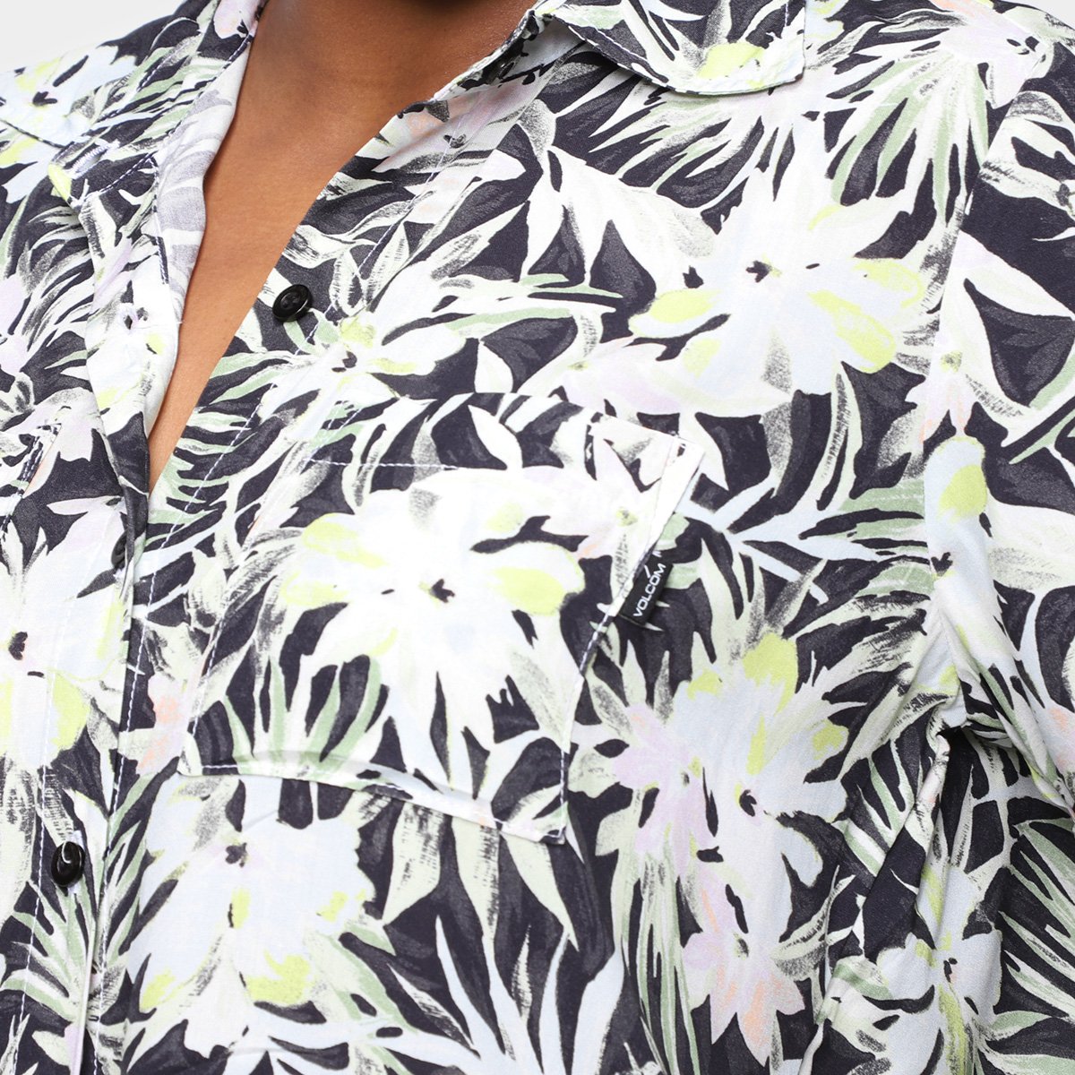 Camisa Volcom Floral Going Off Feminina - Tam: P - 2