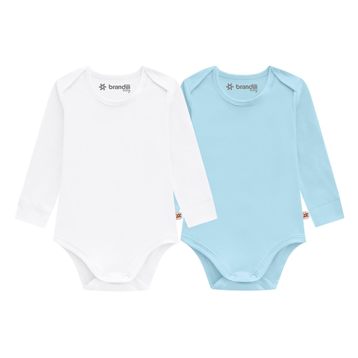 Kit Body Bebê Brandili Básico C/ 2 Peças Manga Longa Feminino