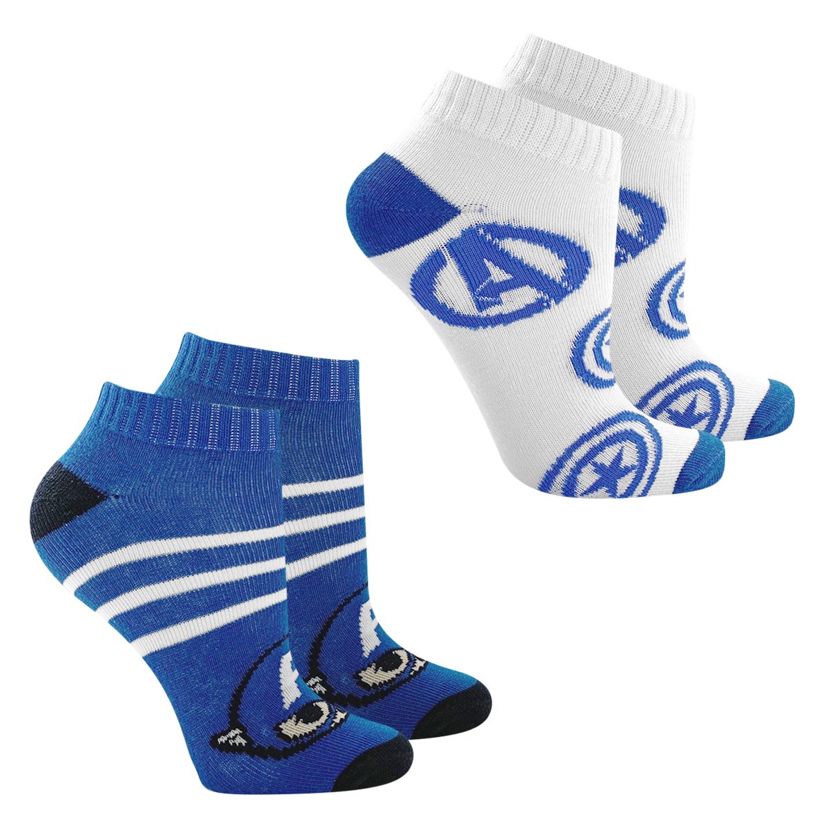 Kit Meia Infantil Marvel Cano Curto Capitão América Com 2 Pares Masculina