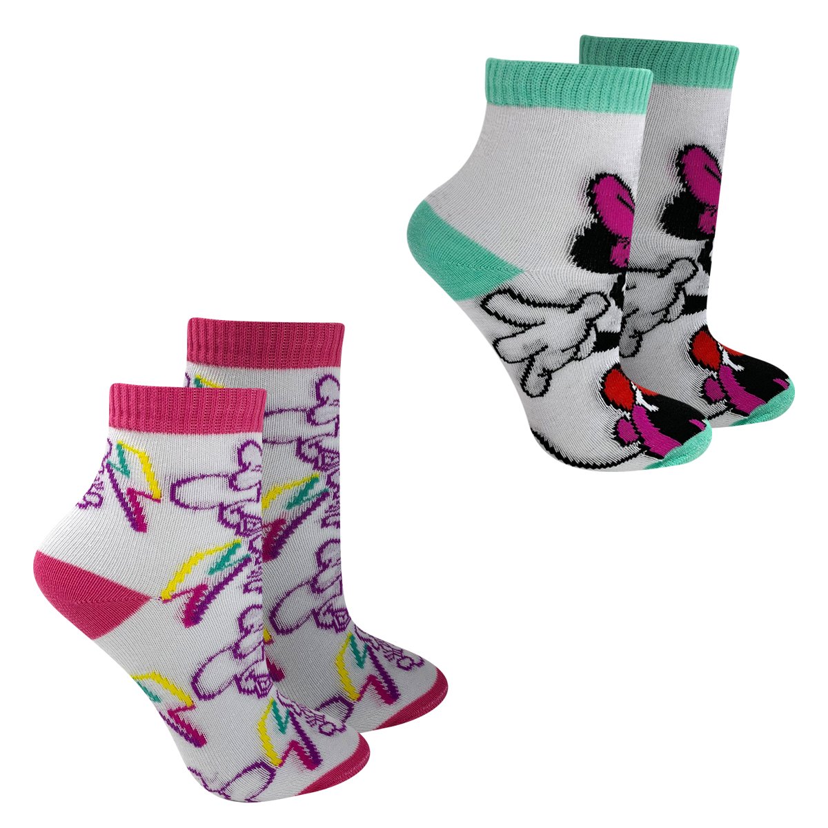 Kit Meia Infantil Disney Cano Curto Minnie 2 Pares Feminino