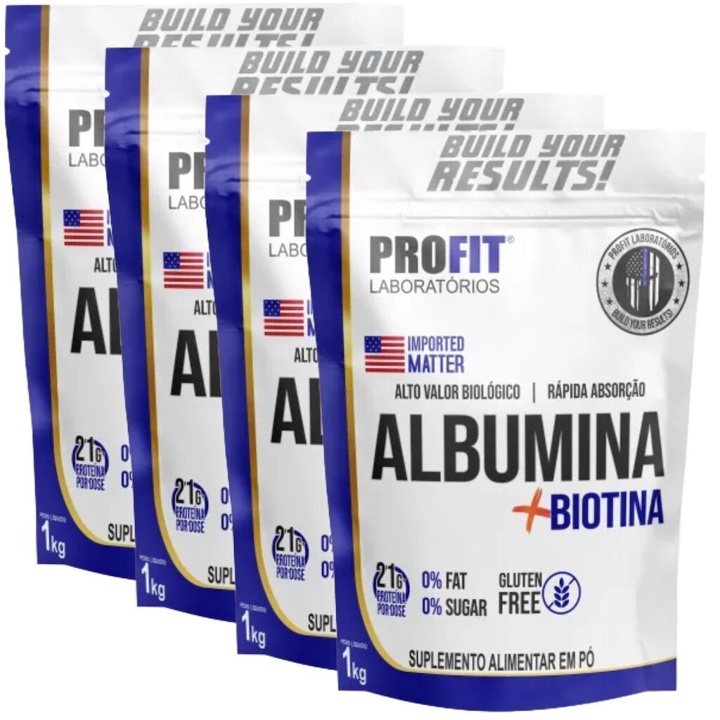 4X ALBUMINA 1KG COM BIOTINA PROFIT