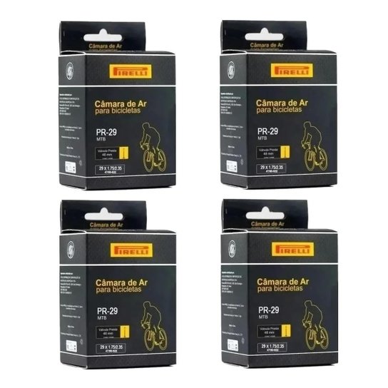 4x Câmara de ar 29 x 1.75/2.35 Pirelli Mtb bico fino 48 mm - Preto Menor preço em 4x Câmara de ar 29 x 1.75/2.35 Pirelli Mtb bico fino 48 mm - Preto